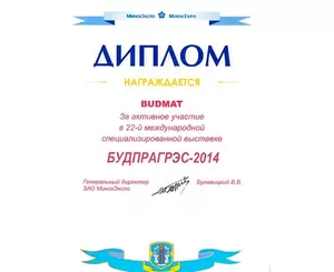 Диплом БУДПРАГРЭС - 2014!