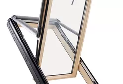 Мансардное окно с поднятой осью поворота ROTO Designo R75 H из дерева с термо-блоком WD-1